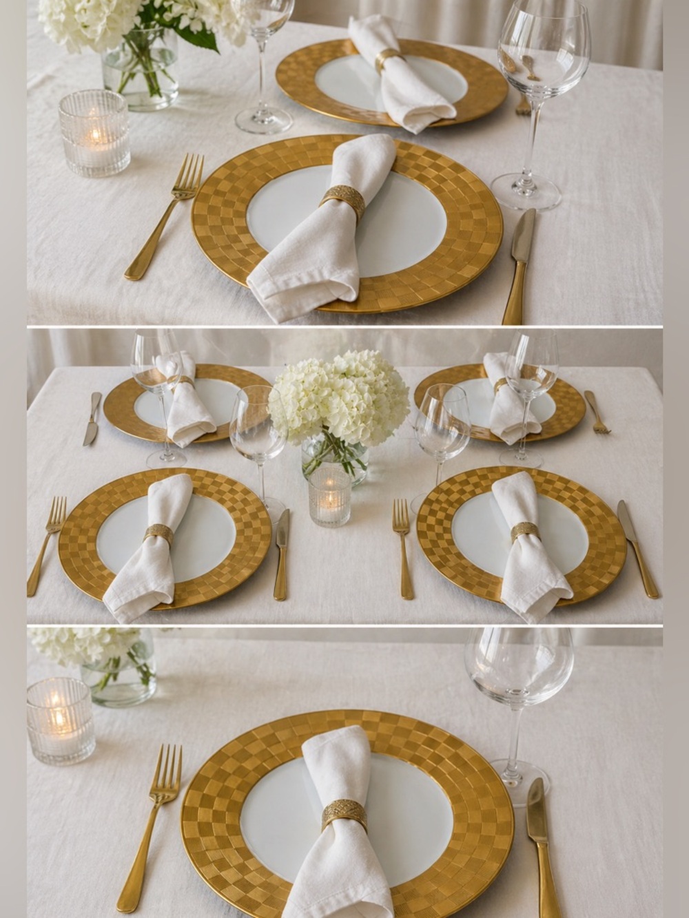 L’Objet Byzanteum Or Charger Plate 12” Gold Porcelain Dinner Plate Luxury Set 4